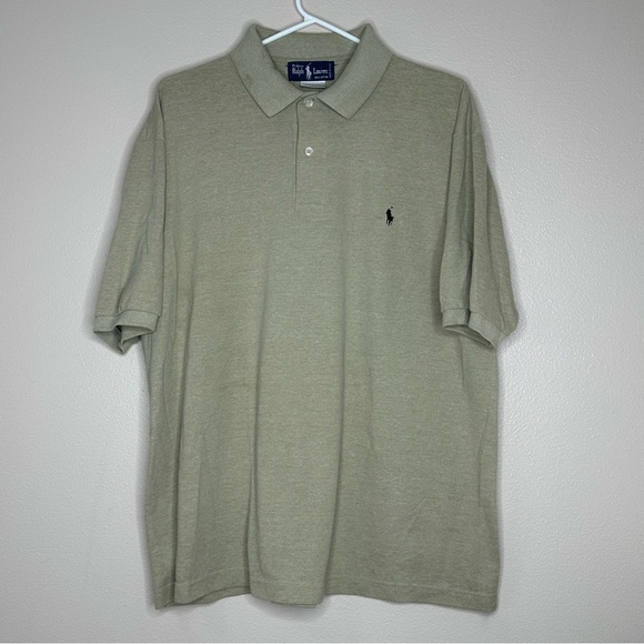Polo by Ralph Lauren Polo Shirt Vintage 90s Tan Made In USA Size L Black‎ horse